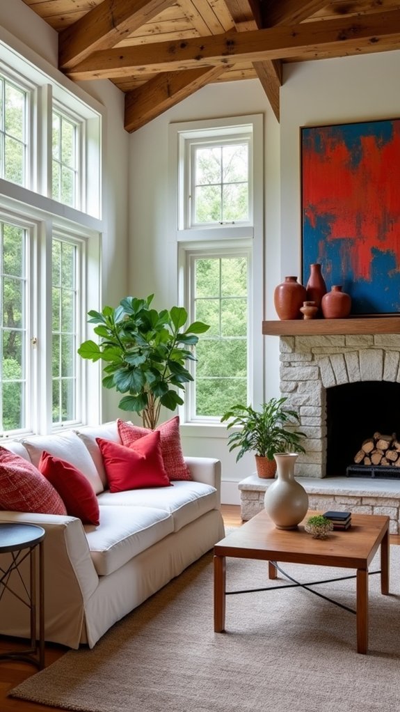 bold artwork enhances decor