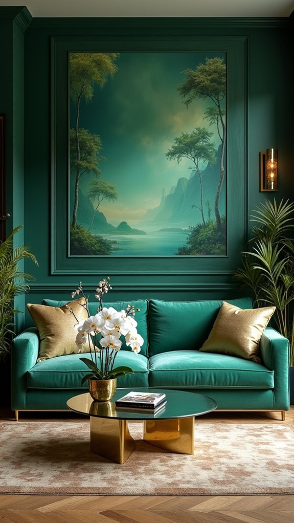 bold emerald green murals