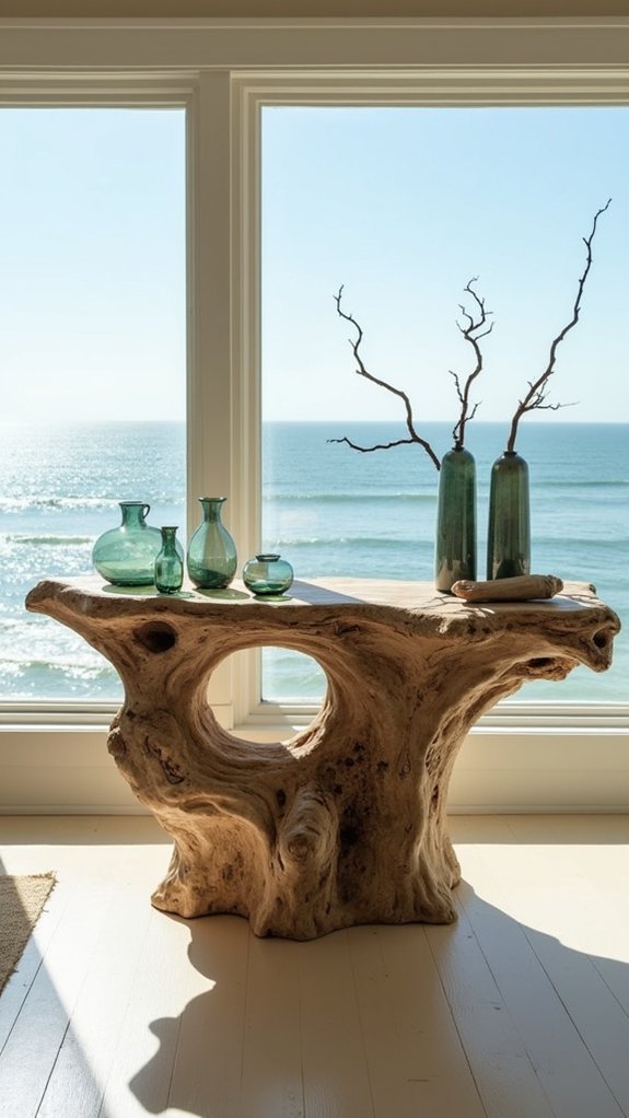 coastal driftwood console table