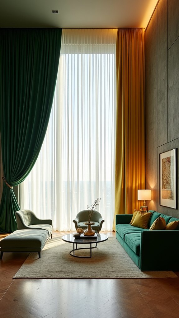 contemporary color blocked drapes