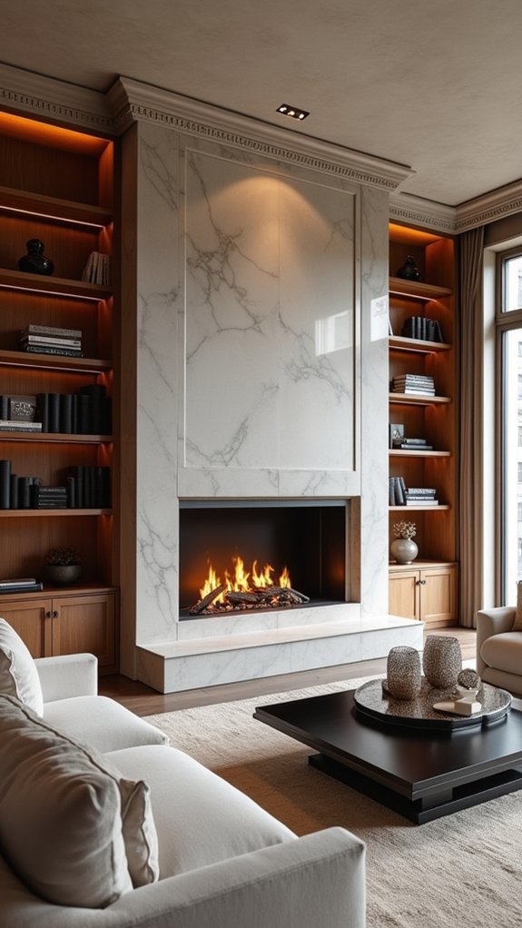 cozy stylish built in fireplaces