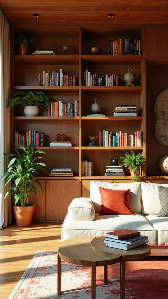 curated textured shelf displays
