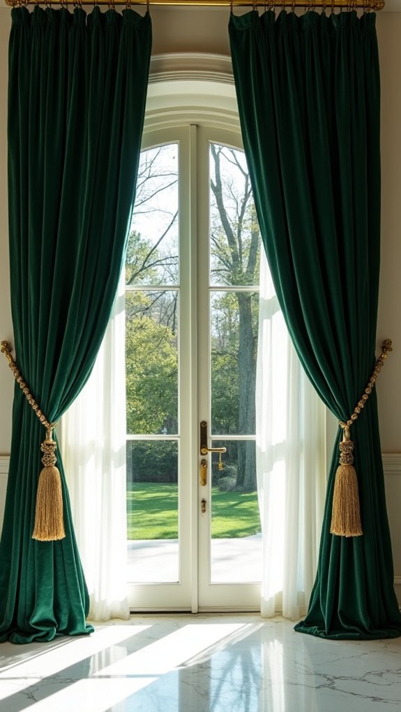 dramatic tie backs enhance decor