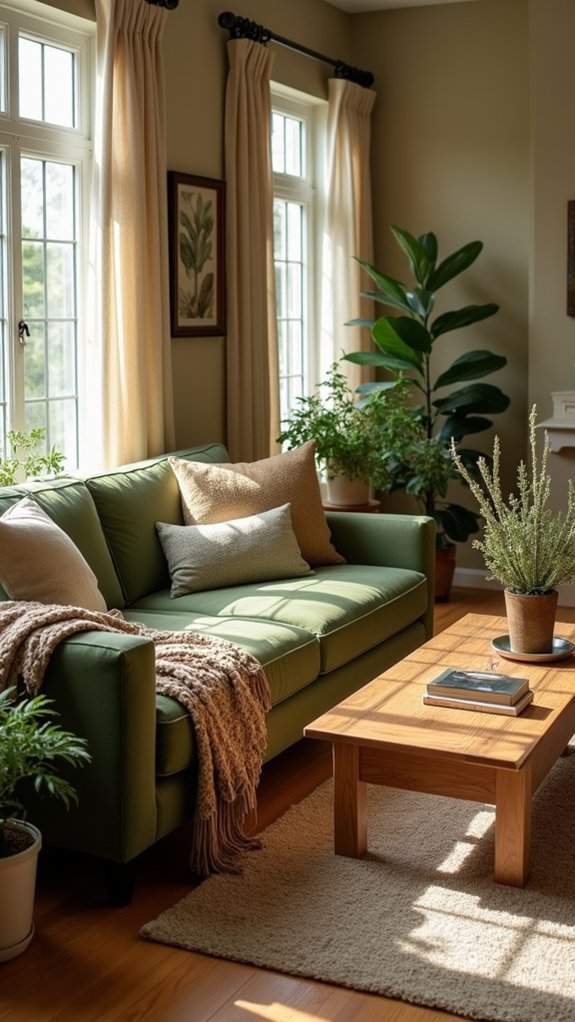 earthy olive living retreat
