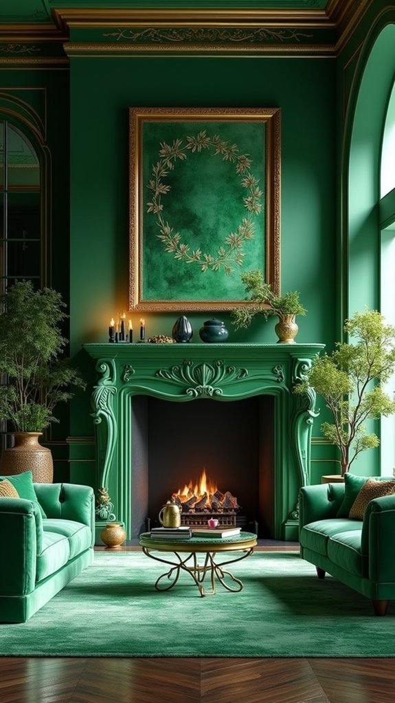 elegant emerald green fireplace