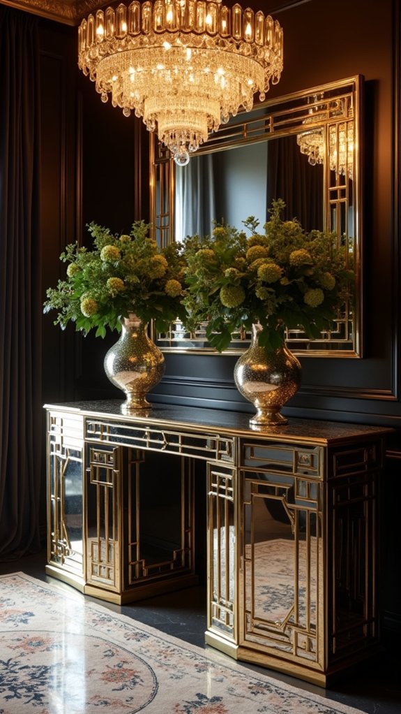elegant geometric mirrored table