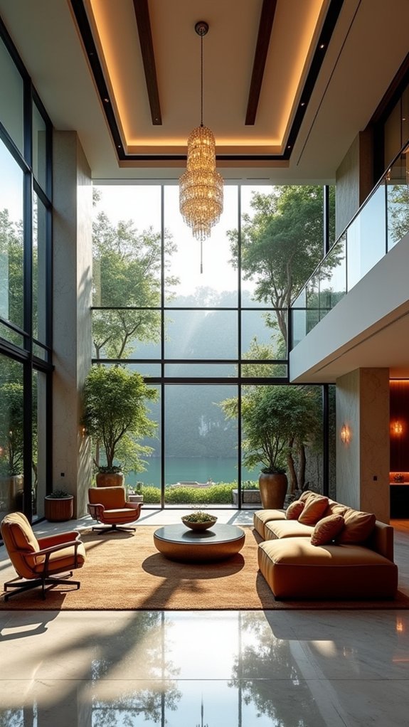 elegant glass partitions enhance