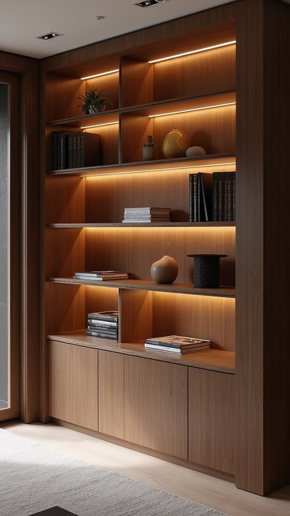 elegant illuminated shelf design