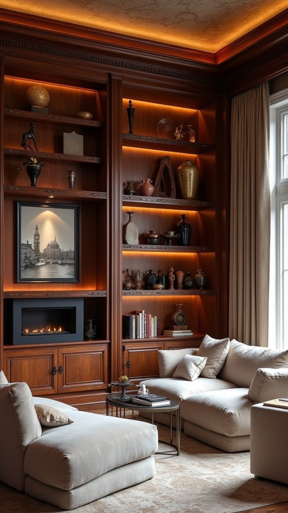 elegant natural wood shelving