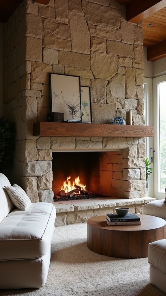 elegant rustic stone fireplaces