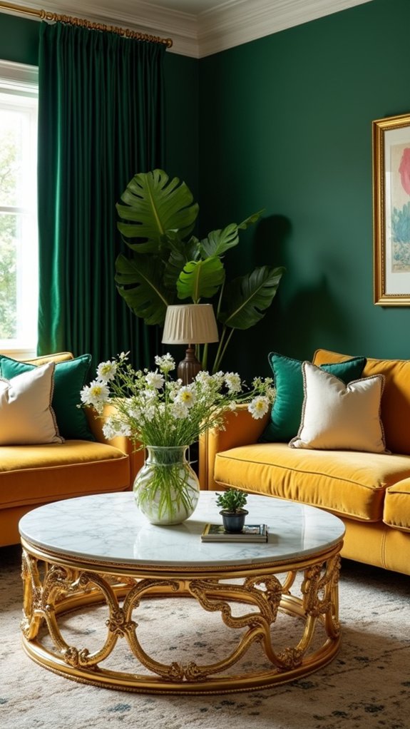 emerald green wall elegance