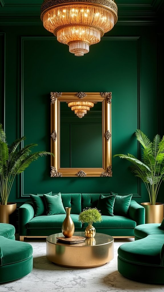 emerald green with gold