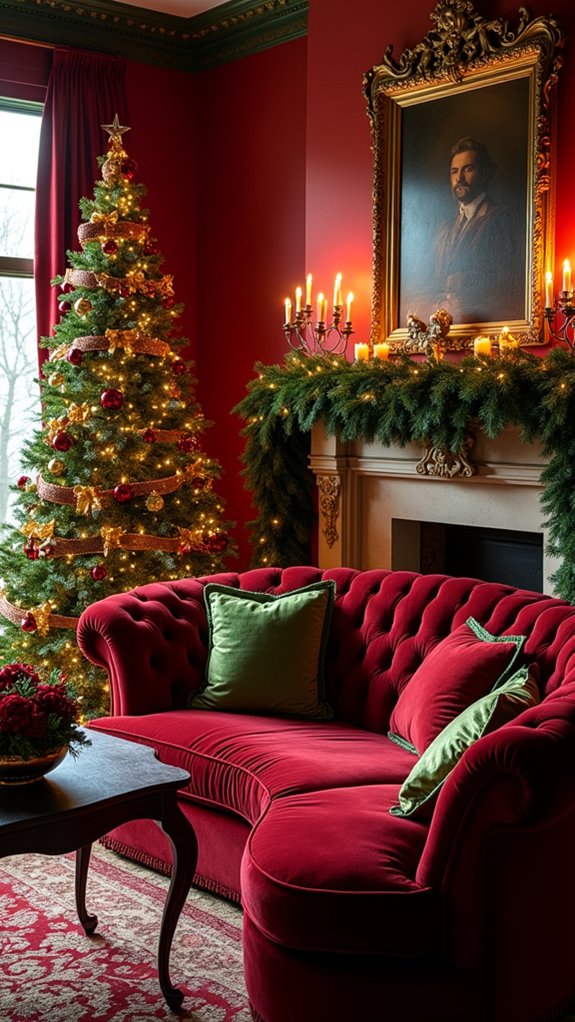 festive red and green decorations