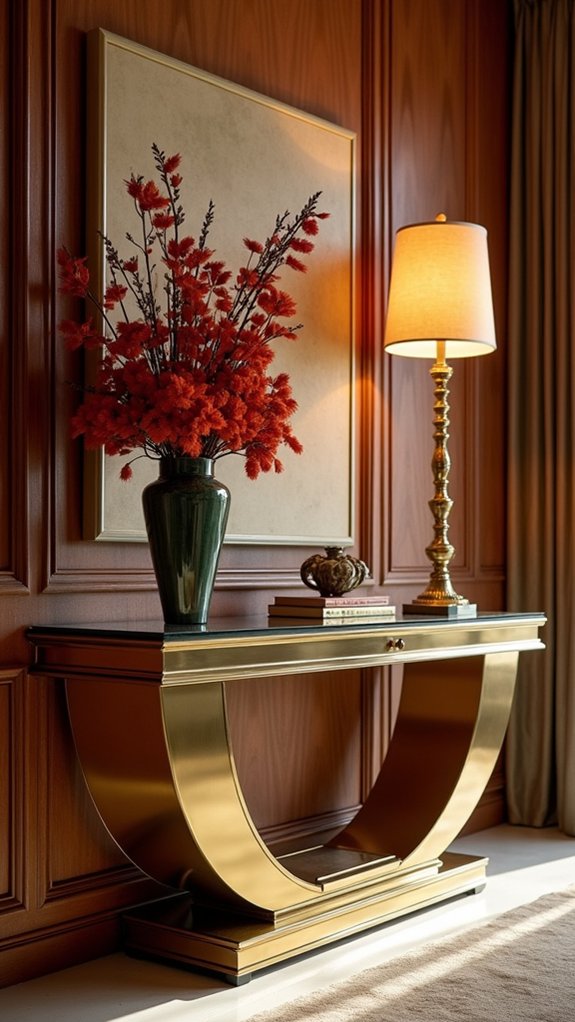 glamorous geometric console table
