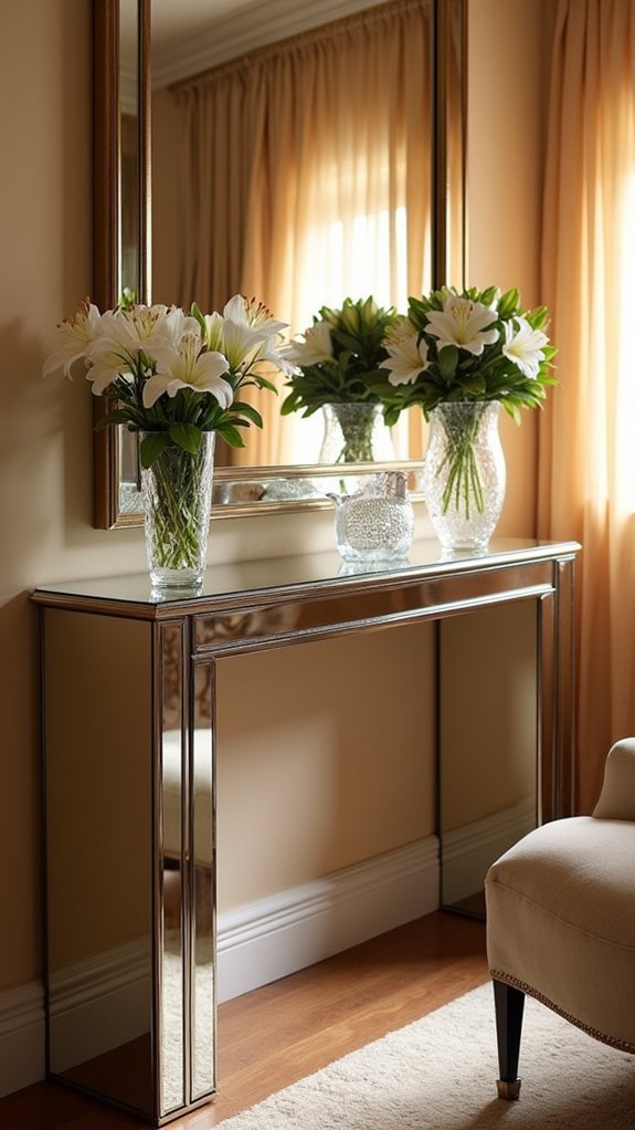 glamorous mirrored console table