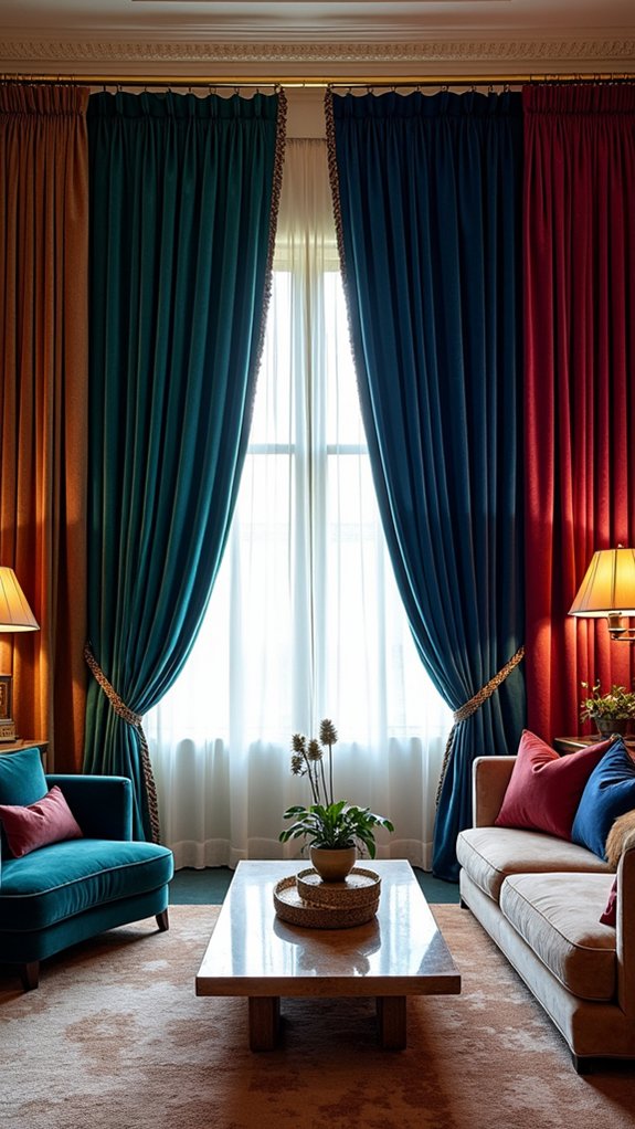 luxurious colorful velvet curtains