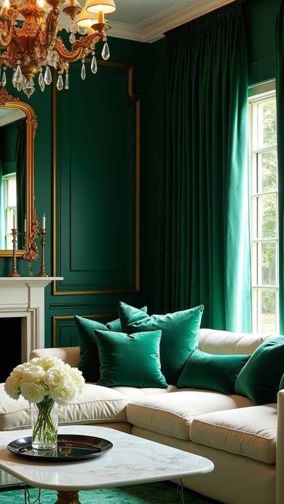 luxurious emerald drapery statement