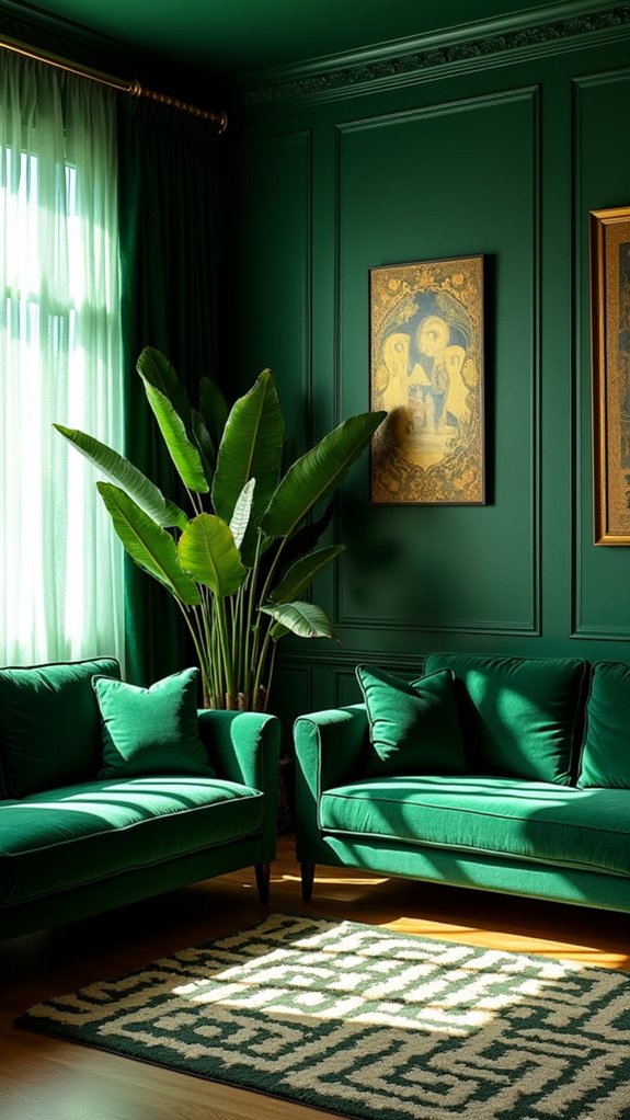 luxurious emerald green decor