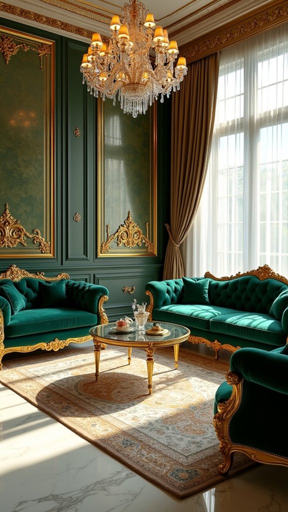 luxurious gold accented furniture