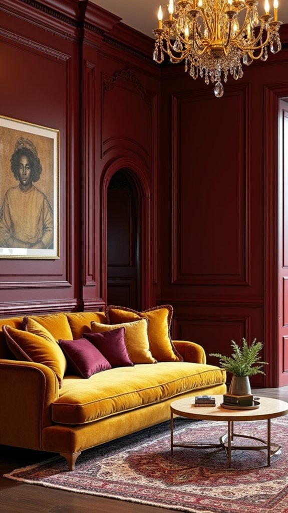 luxurious gold and mahogany