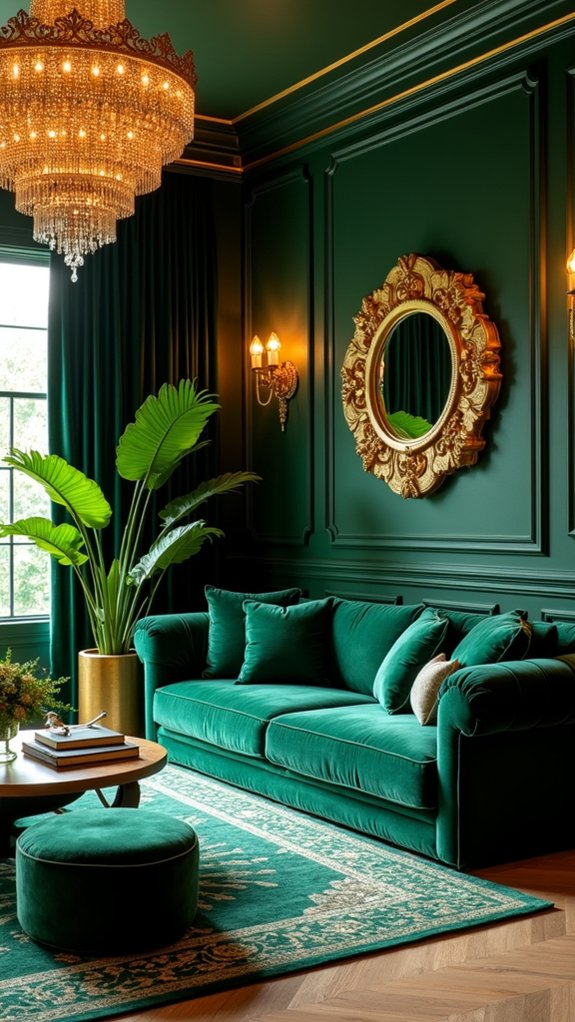 luxurious gold mirror accents