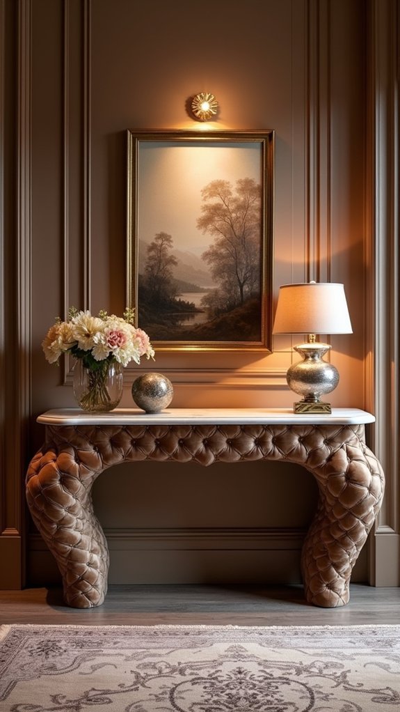 luxurious upholstered console table