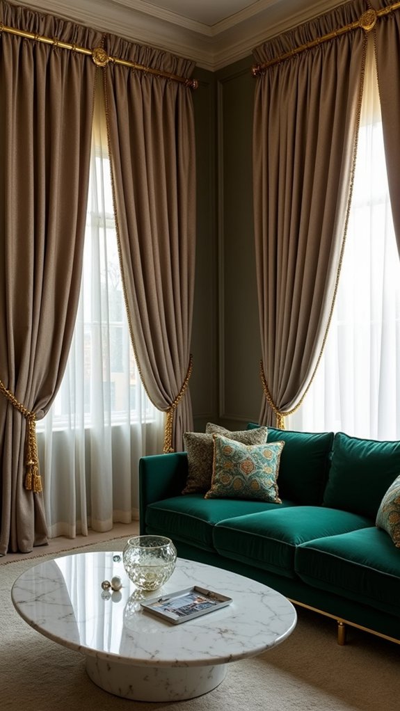 metallic accents enhance decor
