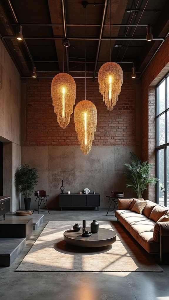 metallic chandeliers enhance decor