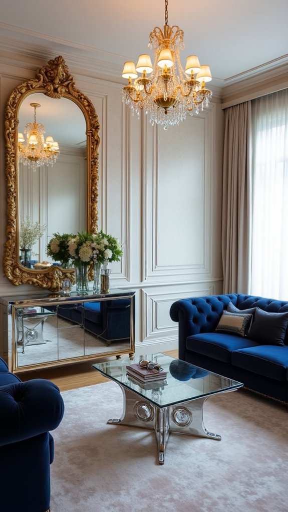 mirrored furniture enhances luxury
