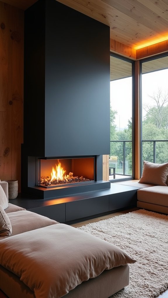 modern industrial fireplace design