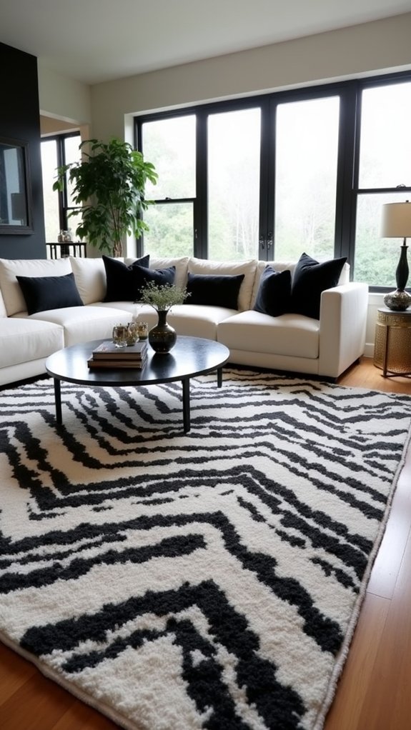 monochrome rugs enhance sophistication