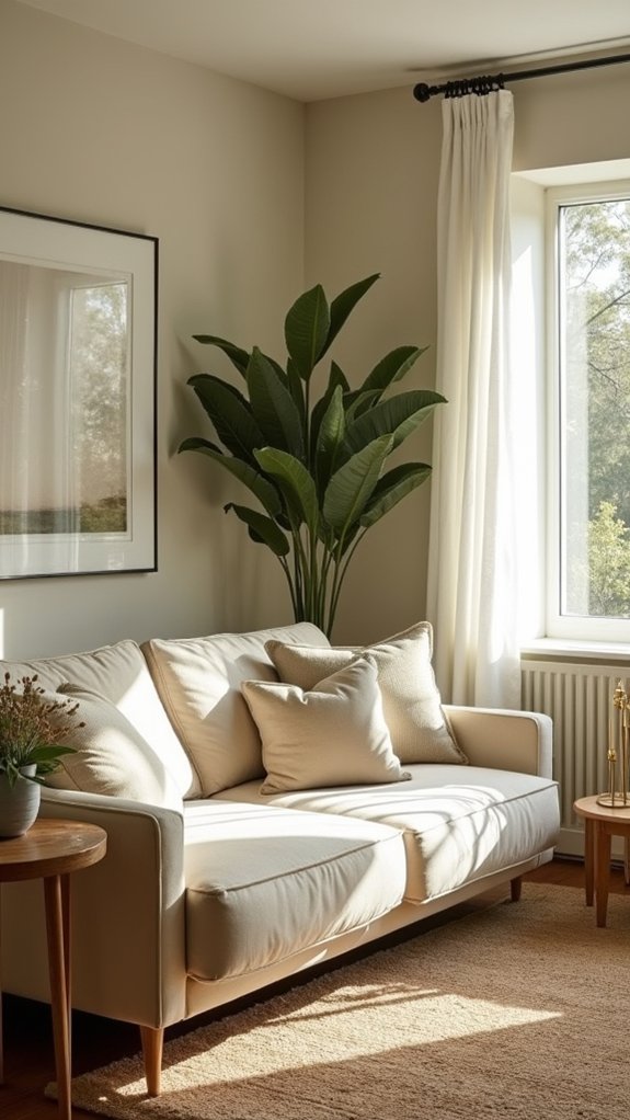 muted olive and cream