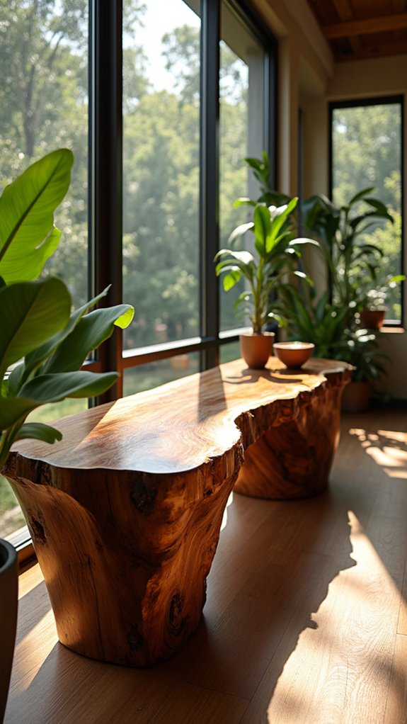 nature inspired rustic console table