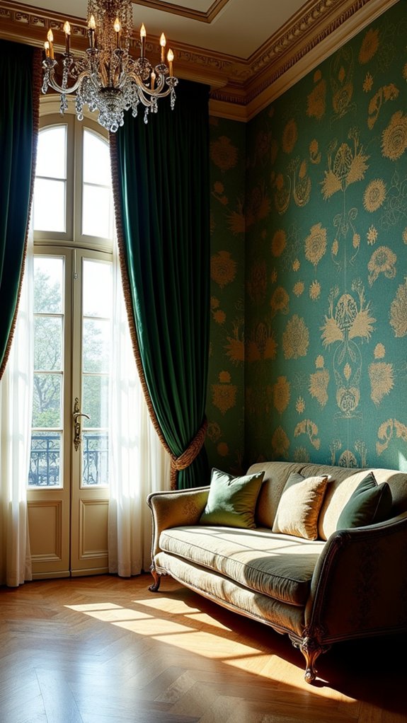 patterned curtains enhance decor