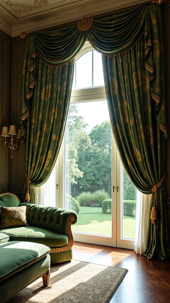 patterned drapery enhances decor
