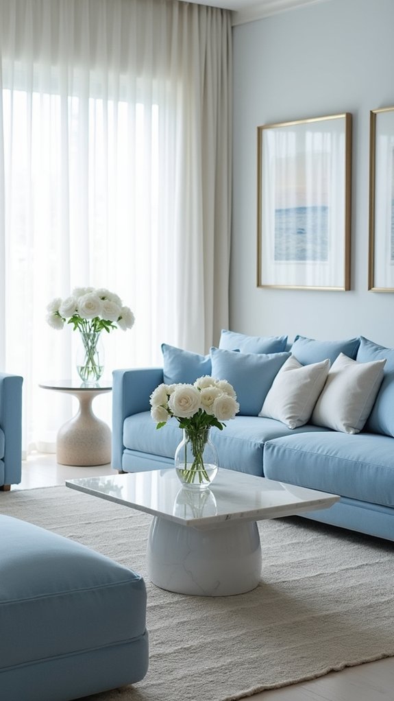 serene blue and white