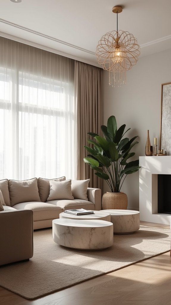 serene taupe and white