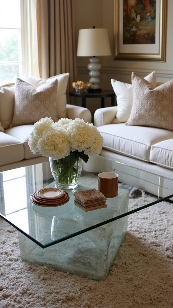 sleek glass coffee table