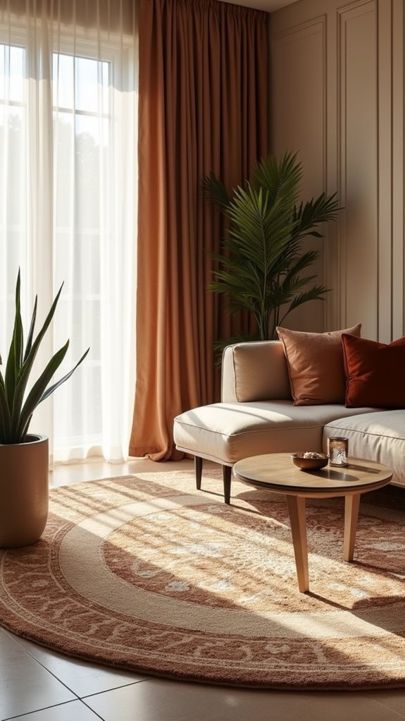 softening angles with round rugs