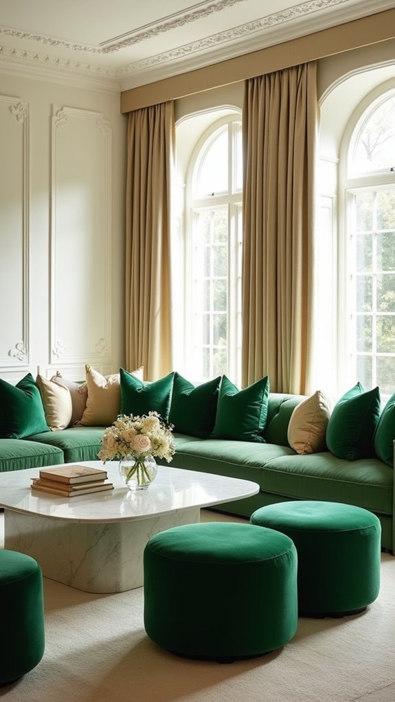 stylish emerald green ottomans