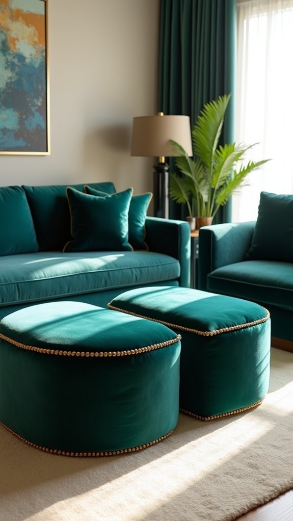 stylish functional velvet ottomans