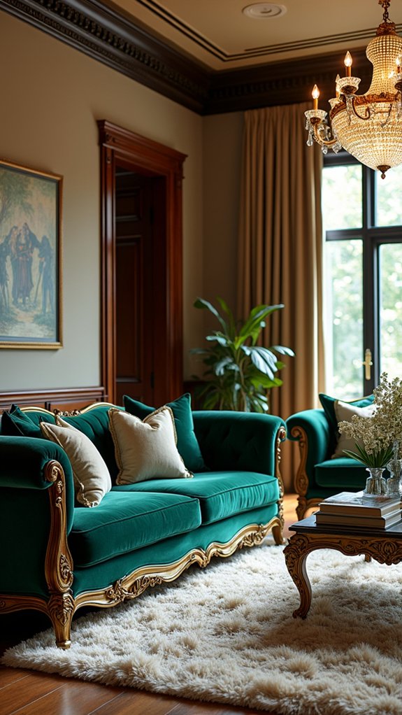 velvet upholstery enhances sophistication