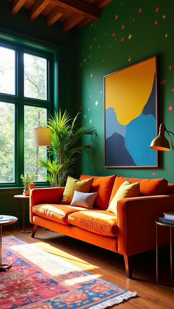 vibrant geometric living room