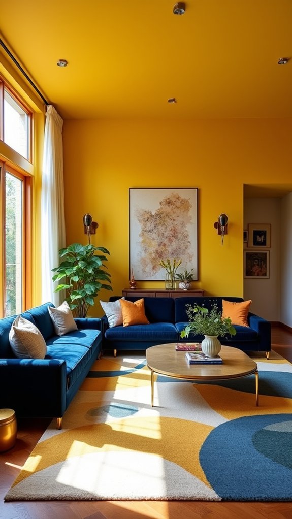 vibrant yellow deep navy