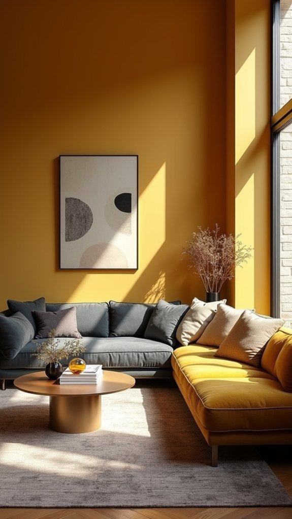warm mustard slate contrast