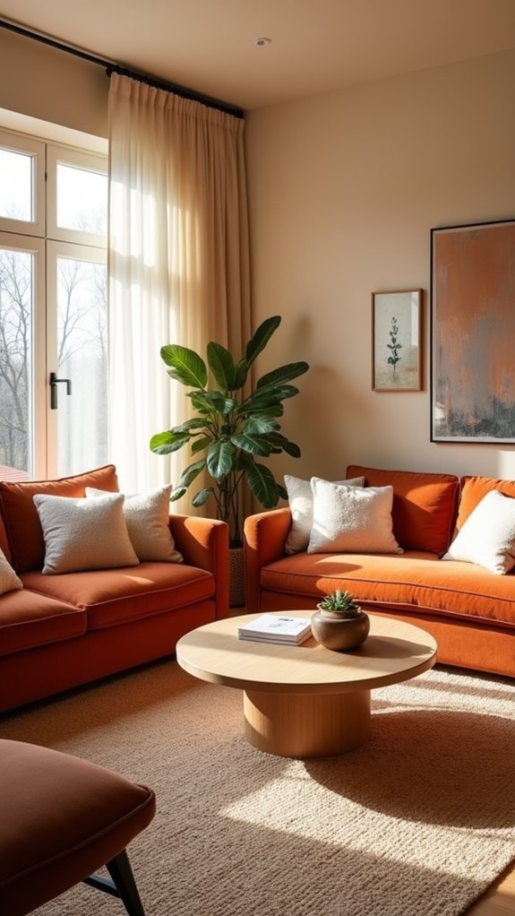 warm terracotta and cream