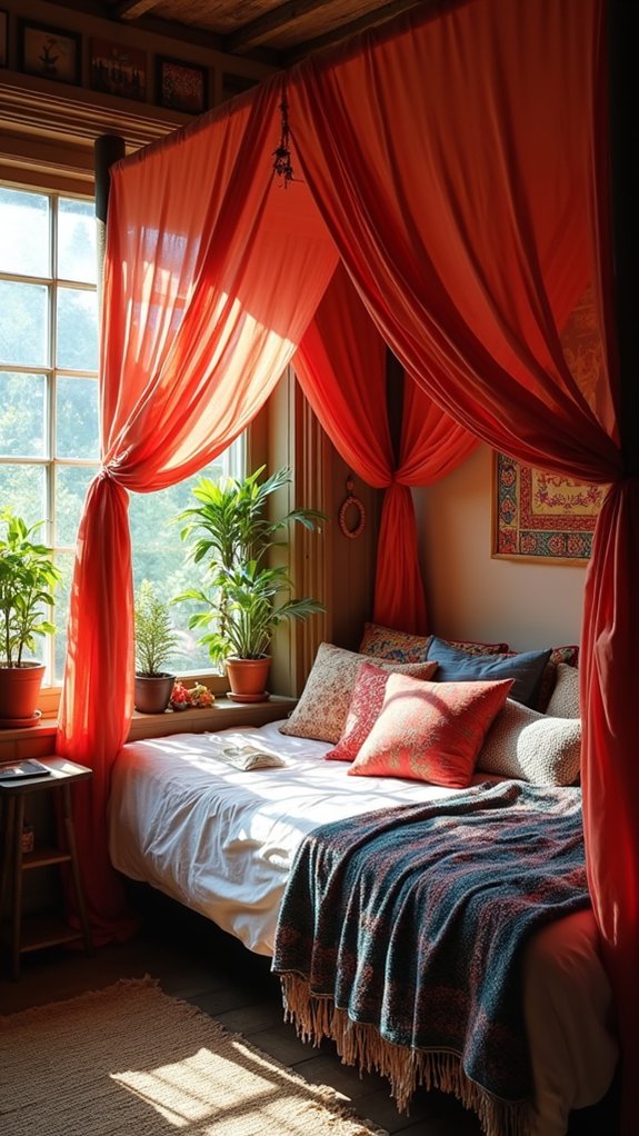 colorful bohemian canopy bed