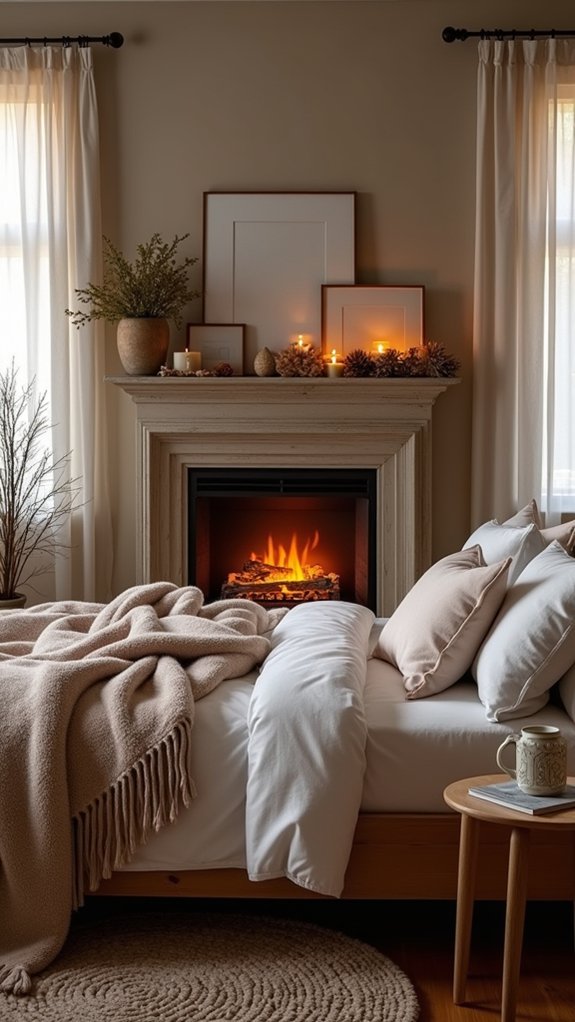 cozy fireplace adds warmth