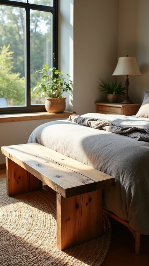 cozy rustic reclaimed bench