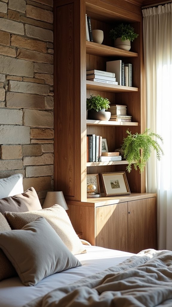 custom stone wall shelves